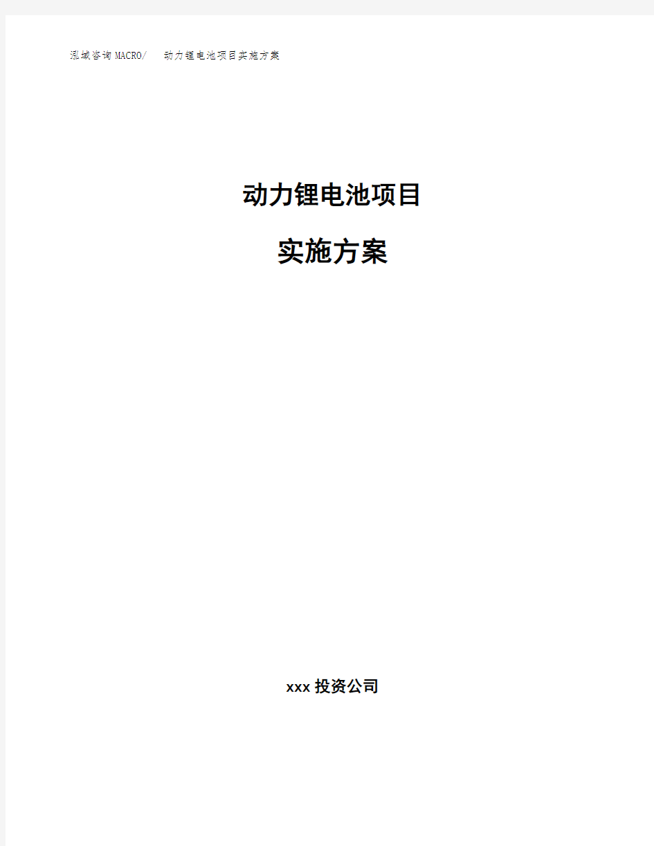 动力锂电池项目实施方案(1)