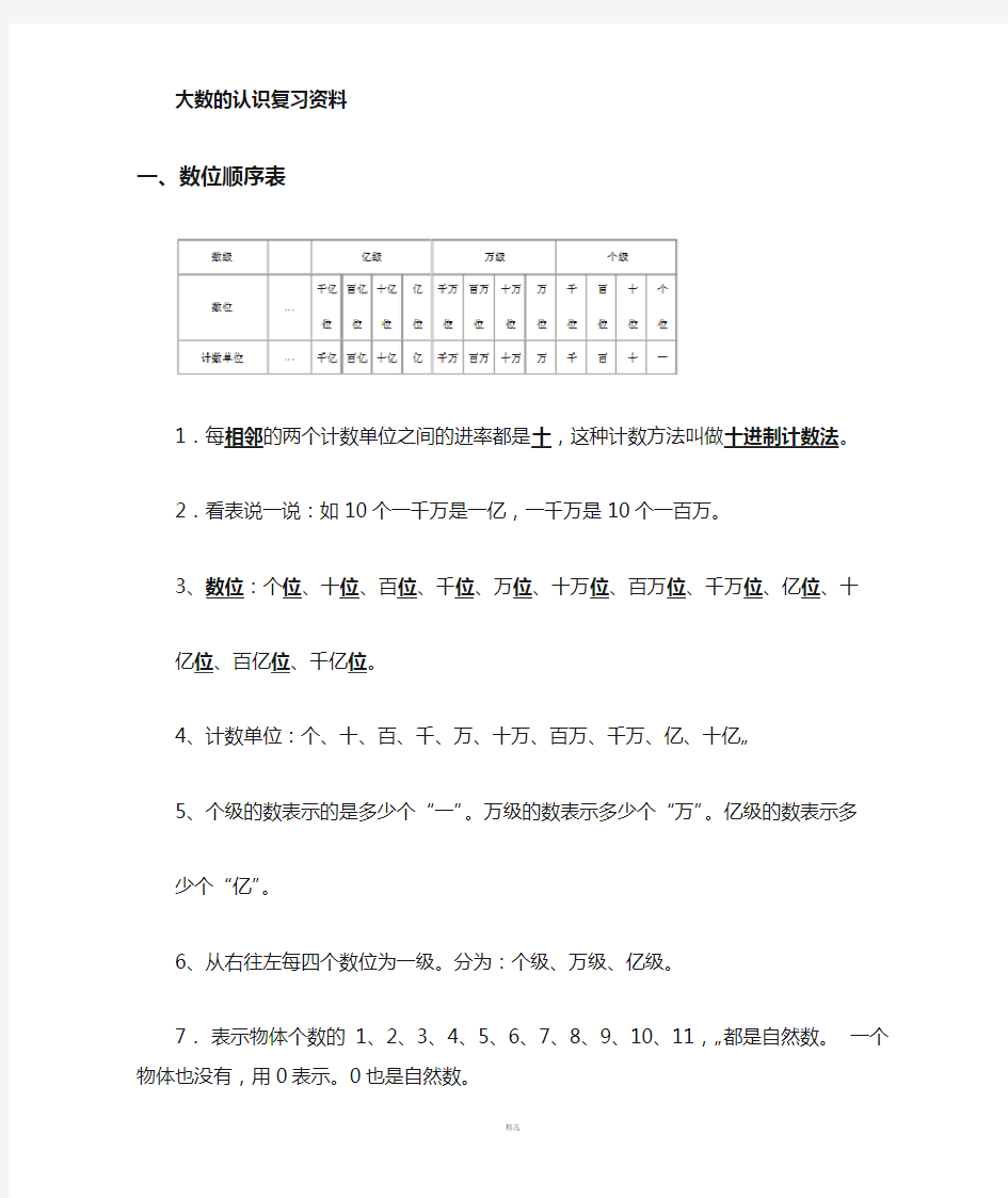 大数的认识知识点整理