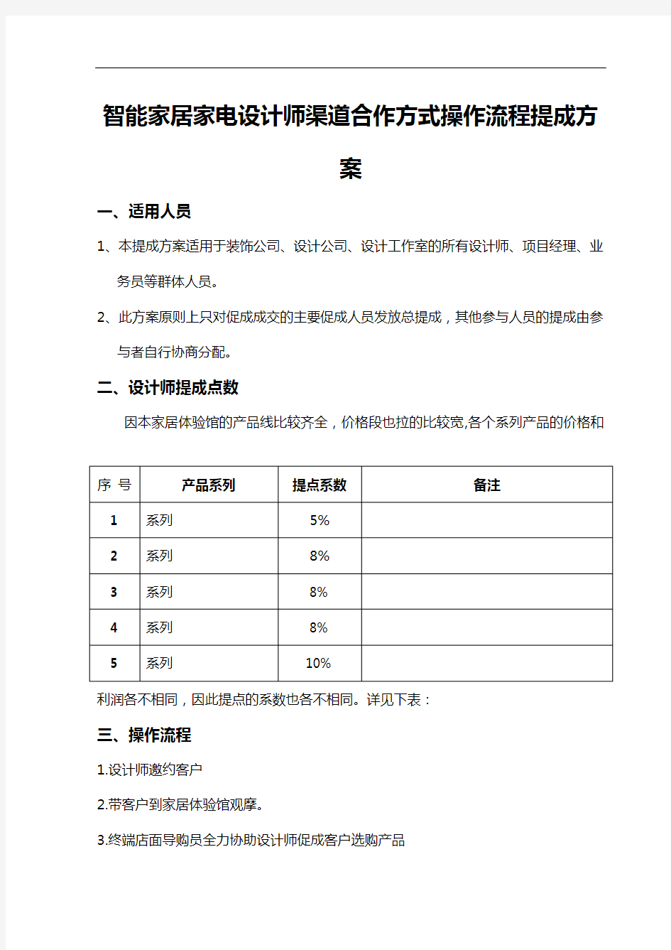 智能家居家电设计师渠道合作方式操作流程提成方案