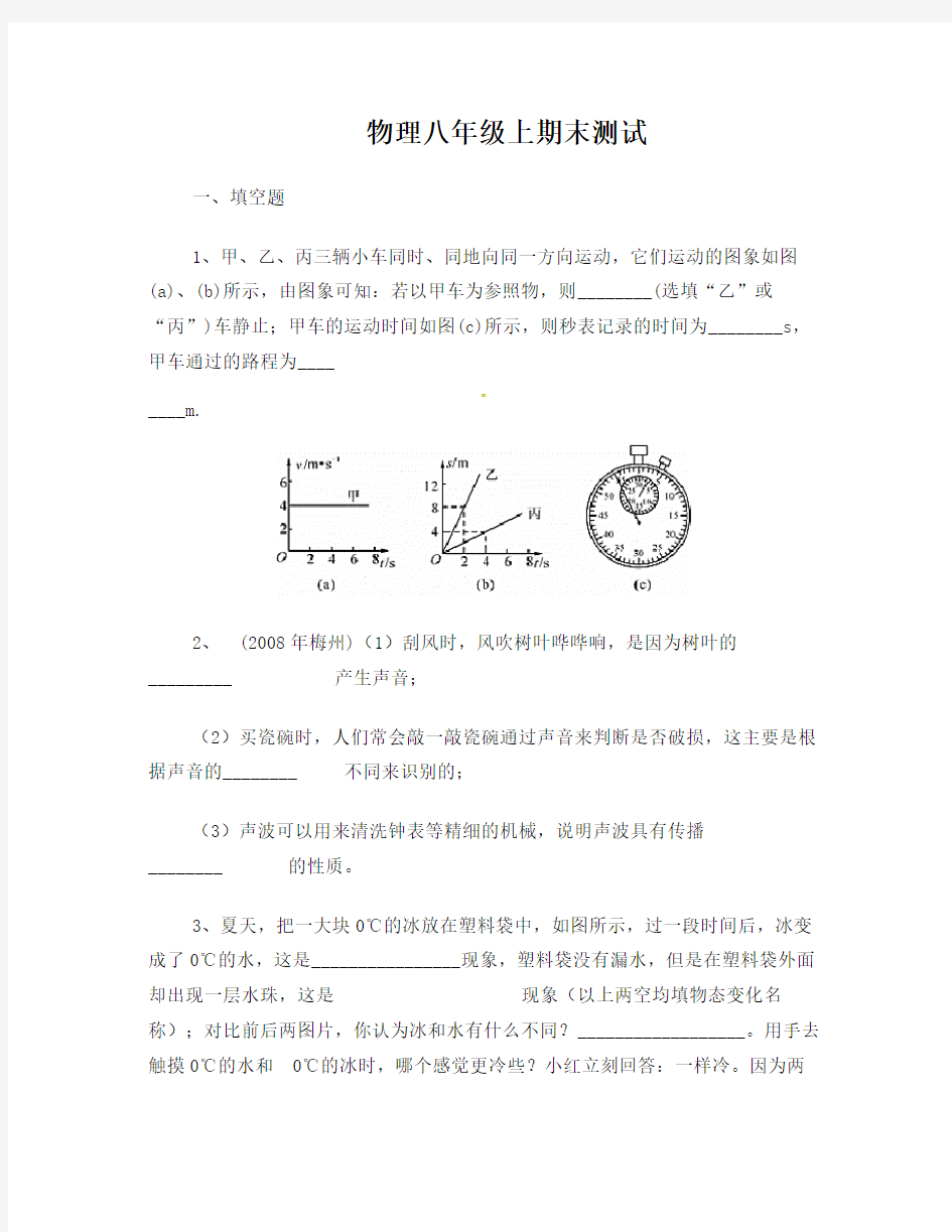 (完整word版)物理八上期末测试卷(含答案)