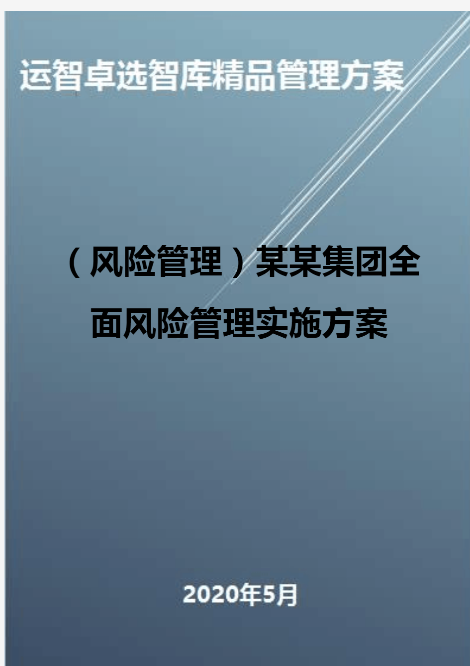 (风险管理)某某集团全面风险管理实施方案