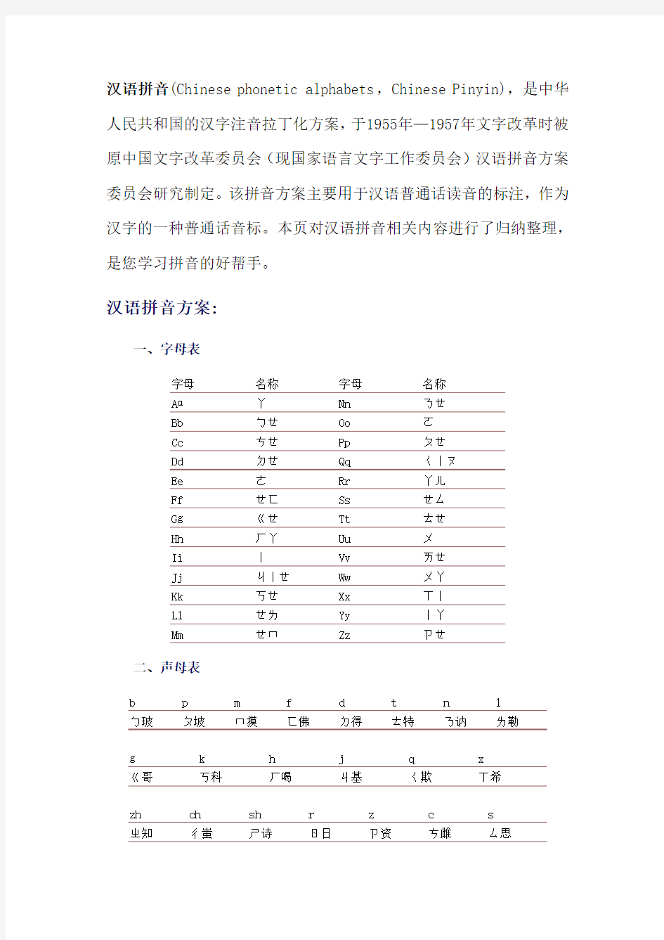 汉语拼音教法+拼音表