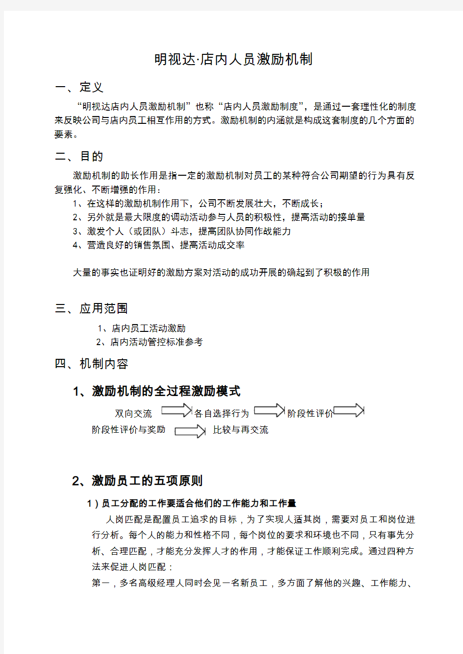 促销活动方案——店内人员激励机制