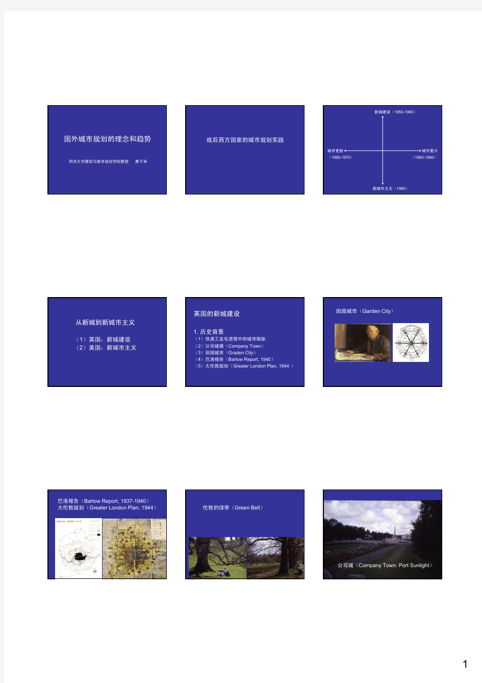 国外城市规划的理念和趋势(同济大学建筑与城市规划学院教授 唐子来)