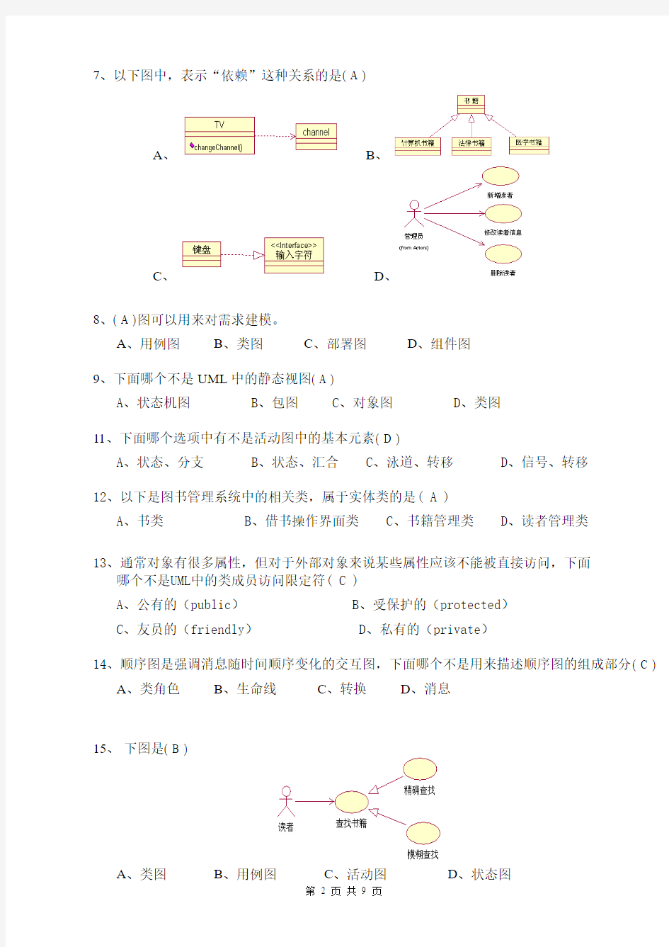 《UML建模与设计模式》试卷