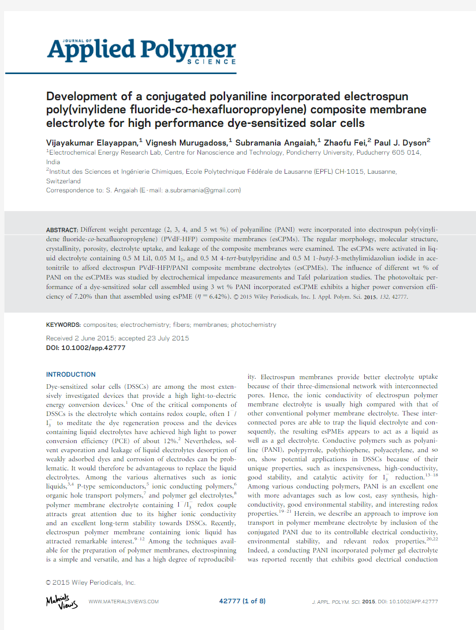 Development of a conjugated polyaniline incorporated electrospun