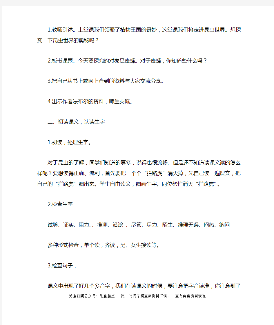 部编版三年级语文下册蜜蜂教案