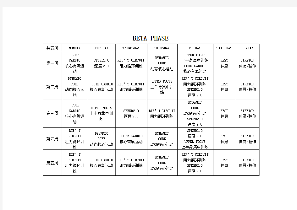 T25课表 word打印版