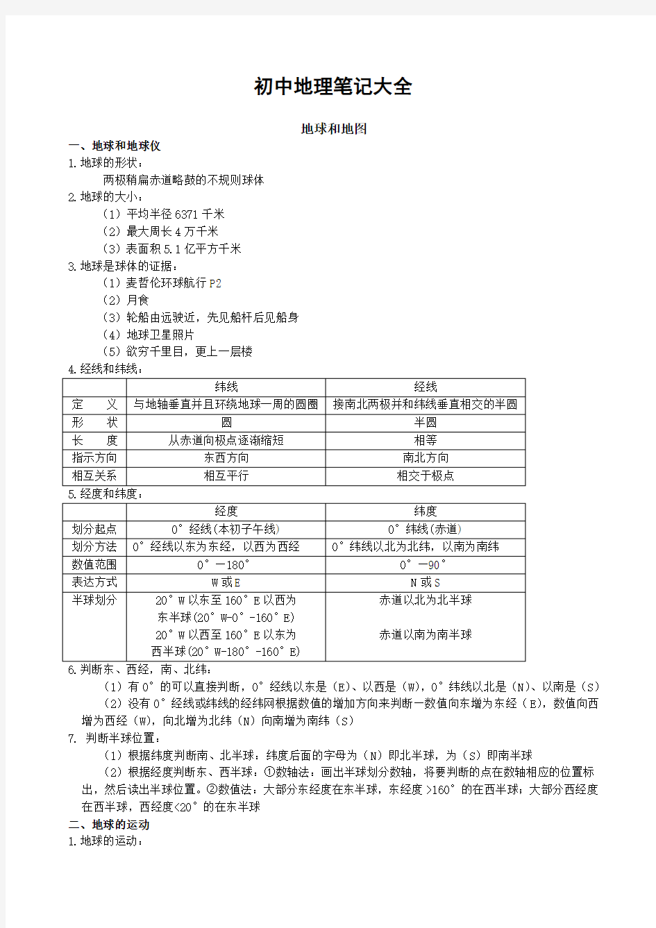 初中地理笔记大全-初中地理中考复习大全