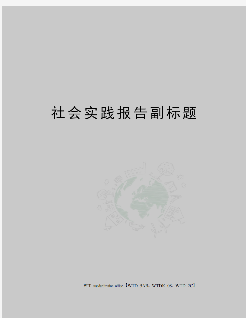 社会实践报告副标题