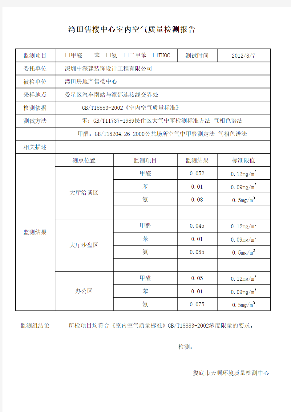 空气质量检测报告