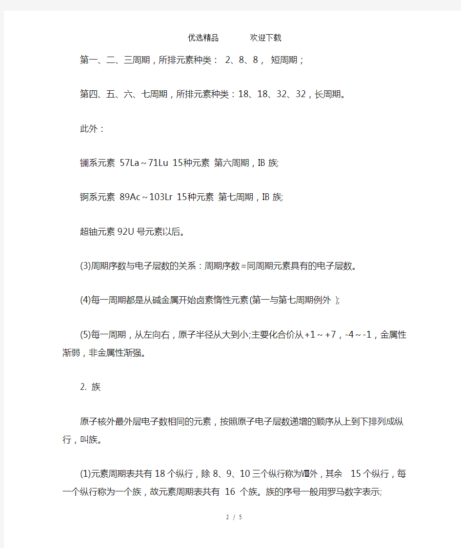 高一化学必修二元素周期表知识点总结