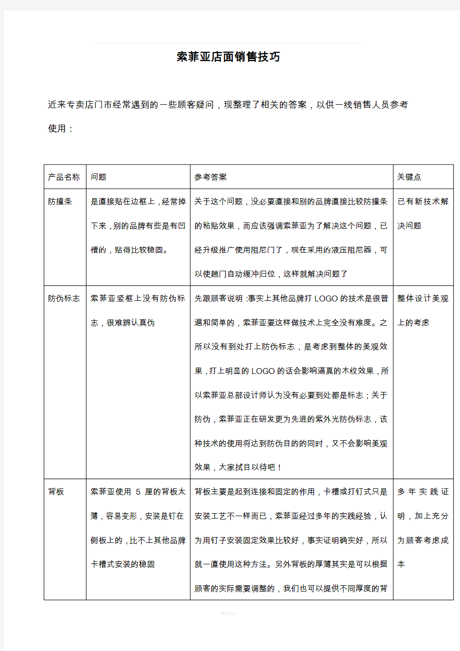 索菲亚店面销售技巧