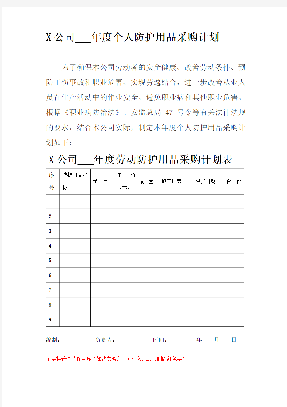 人防护用品的采购计划与发放使用记录