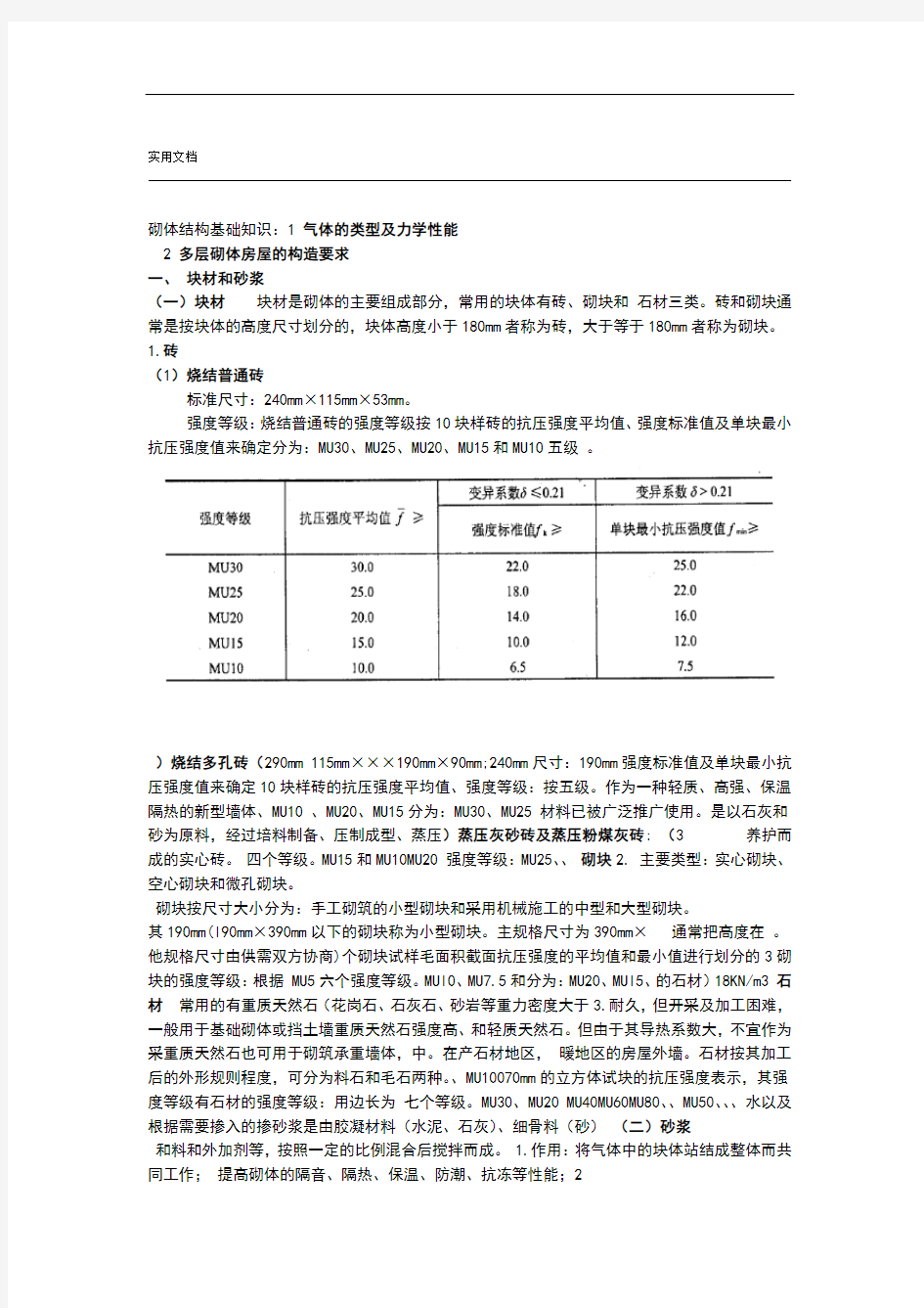 砌体结构基础知识