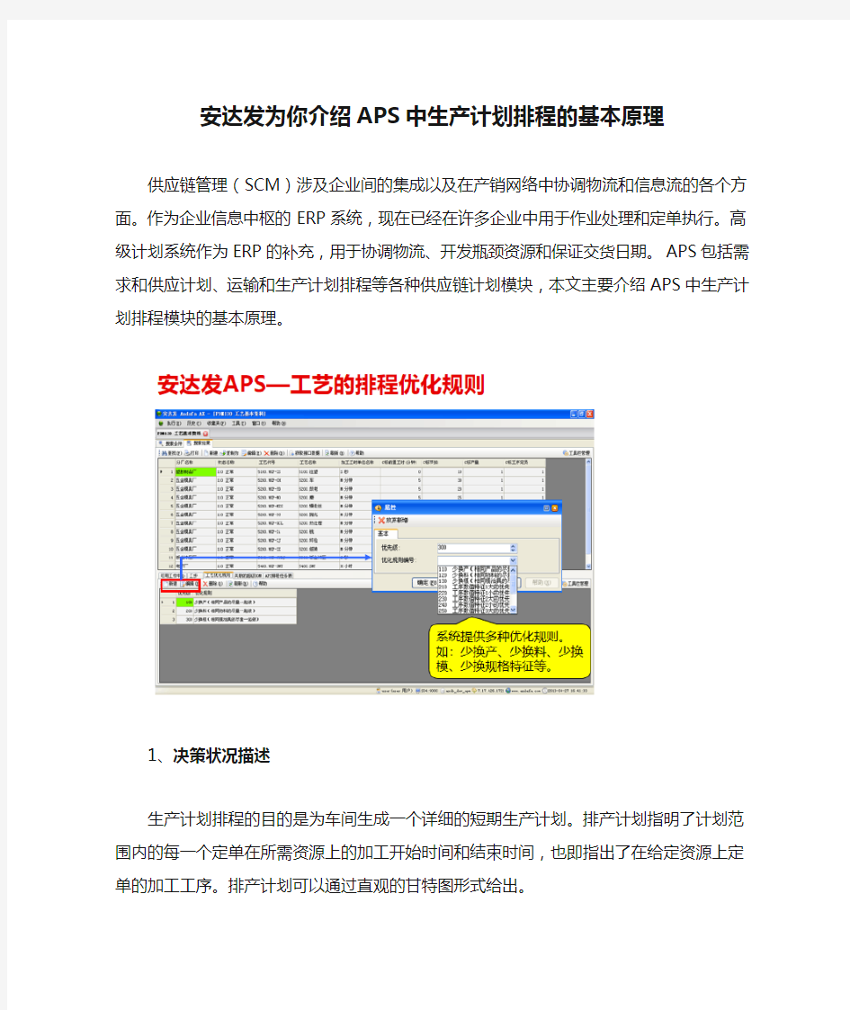 安达发为你介绍APS中生产计划排程的基本原理