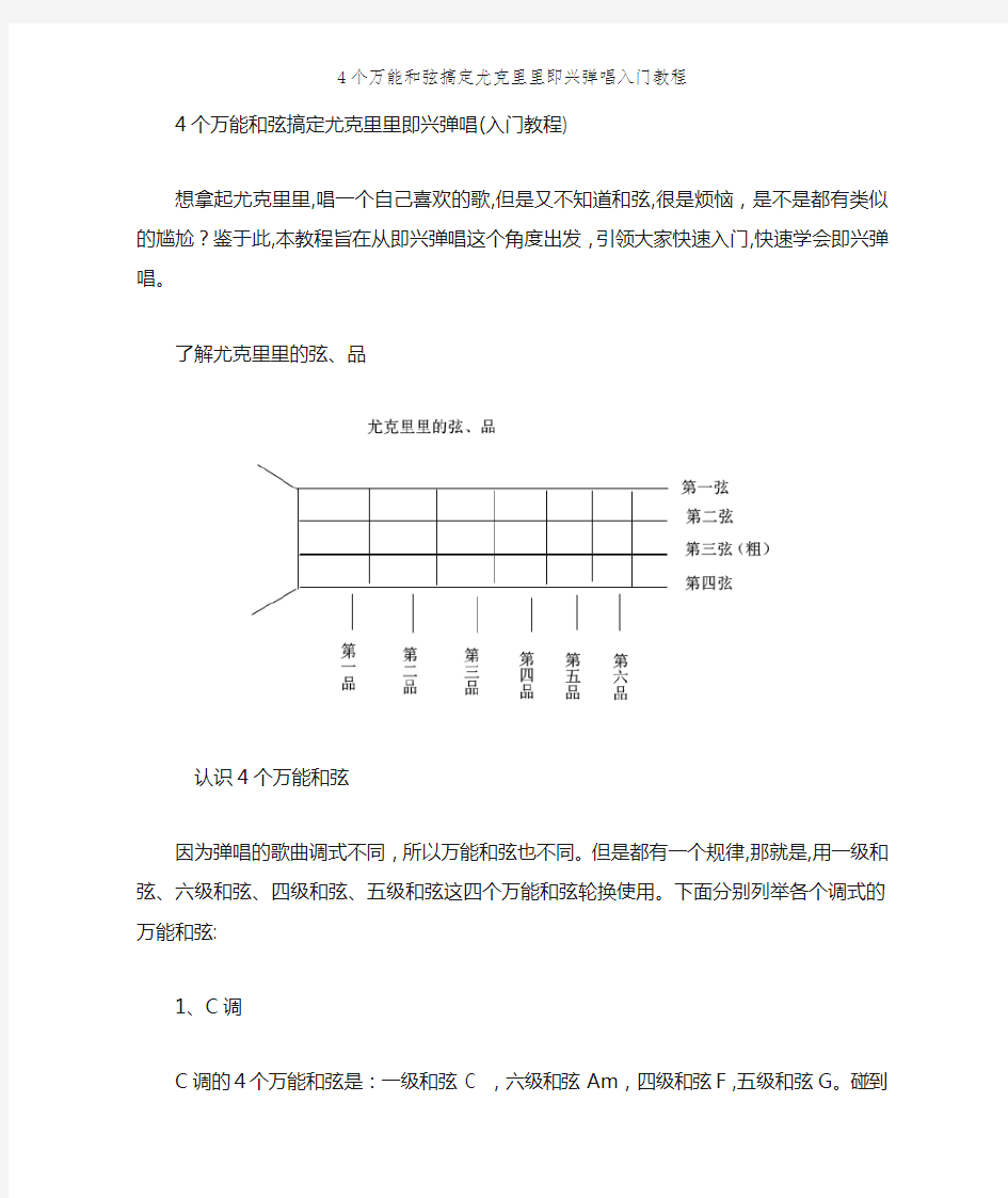 4个万能和弦搞定尤克里里即兴弹唱入门教程