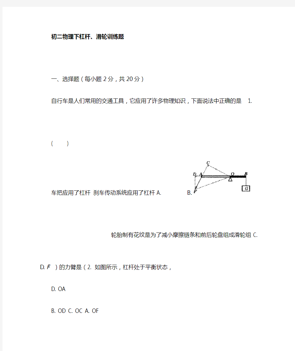 初二物理下杠杆滑轮训练题