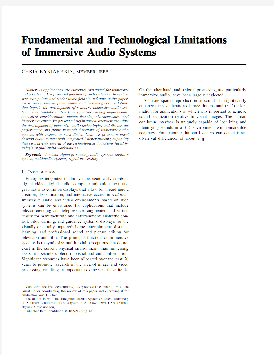 Fundamental and Technological Limitations of Immersive Audio Systems