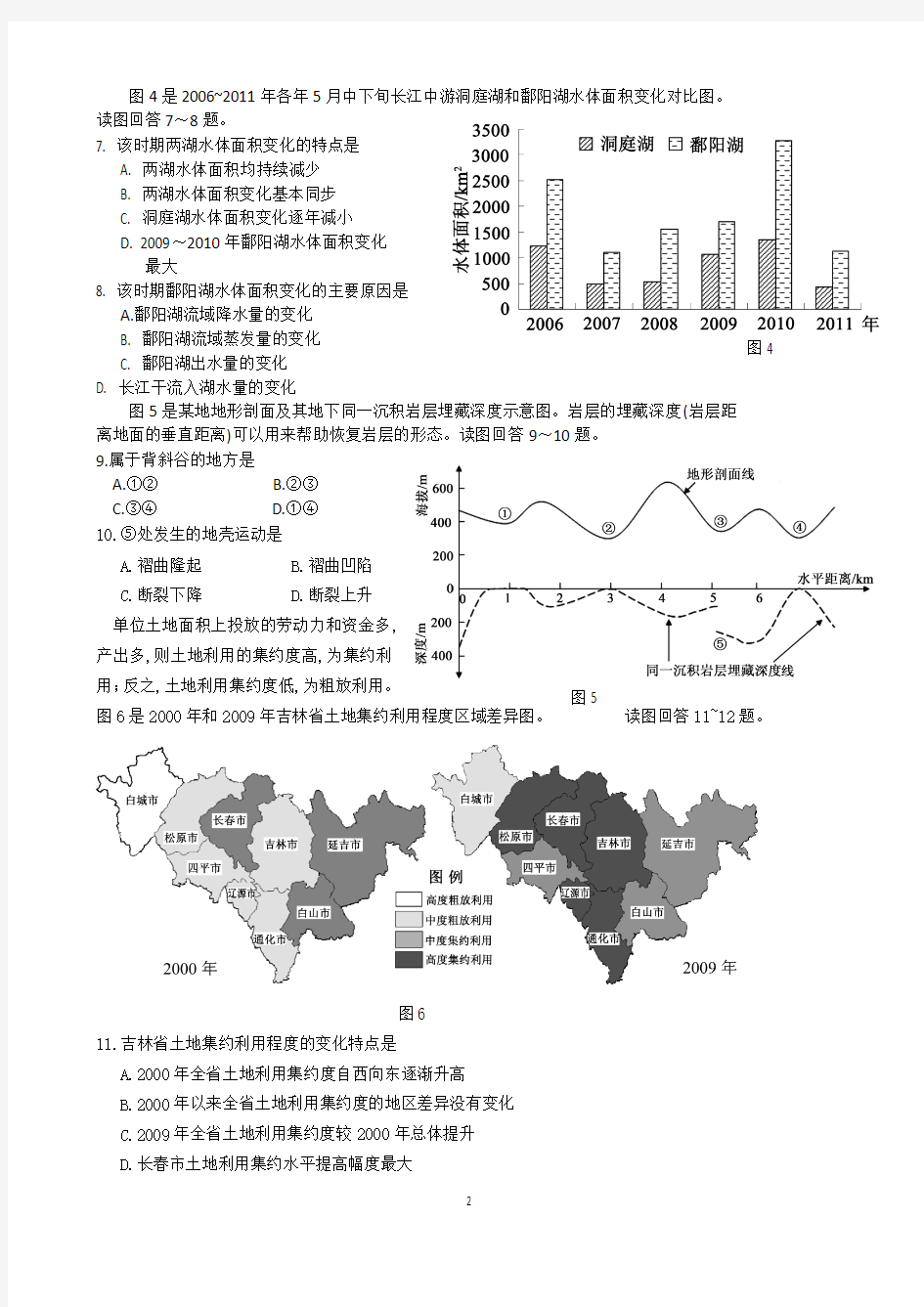 2012年江苏卷地理word版