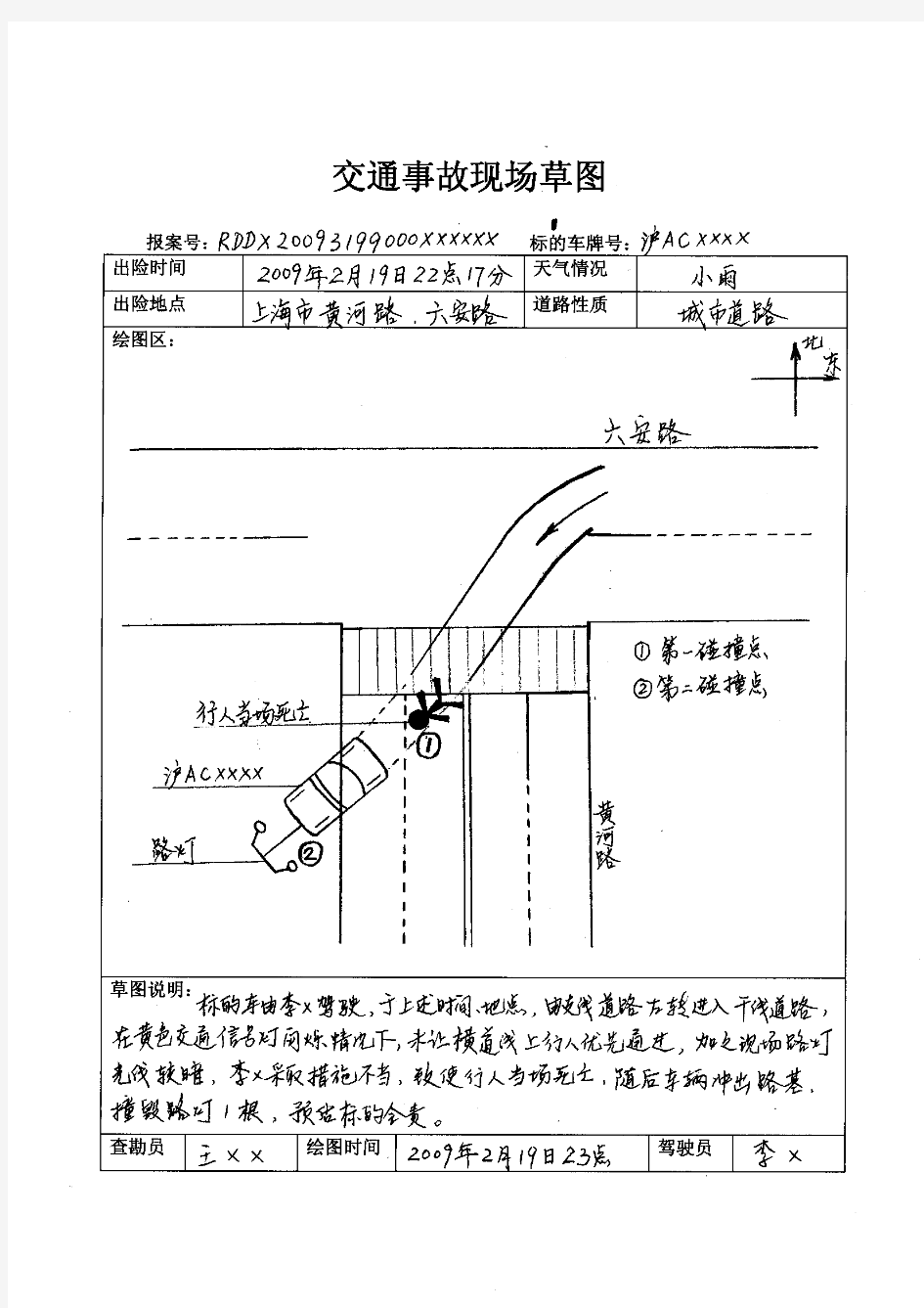 交通事故现场草图示例