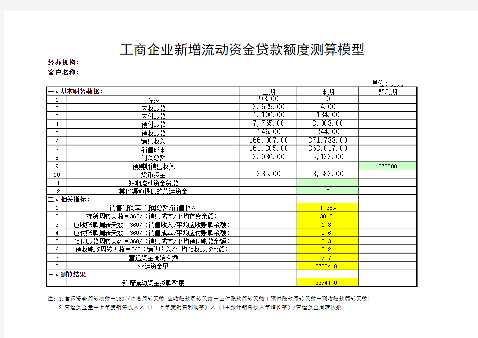 流动资金需求测算