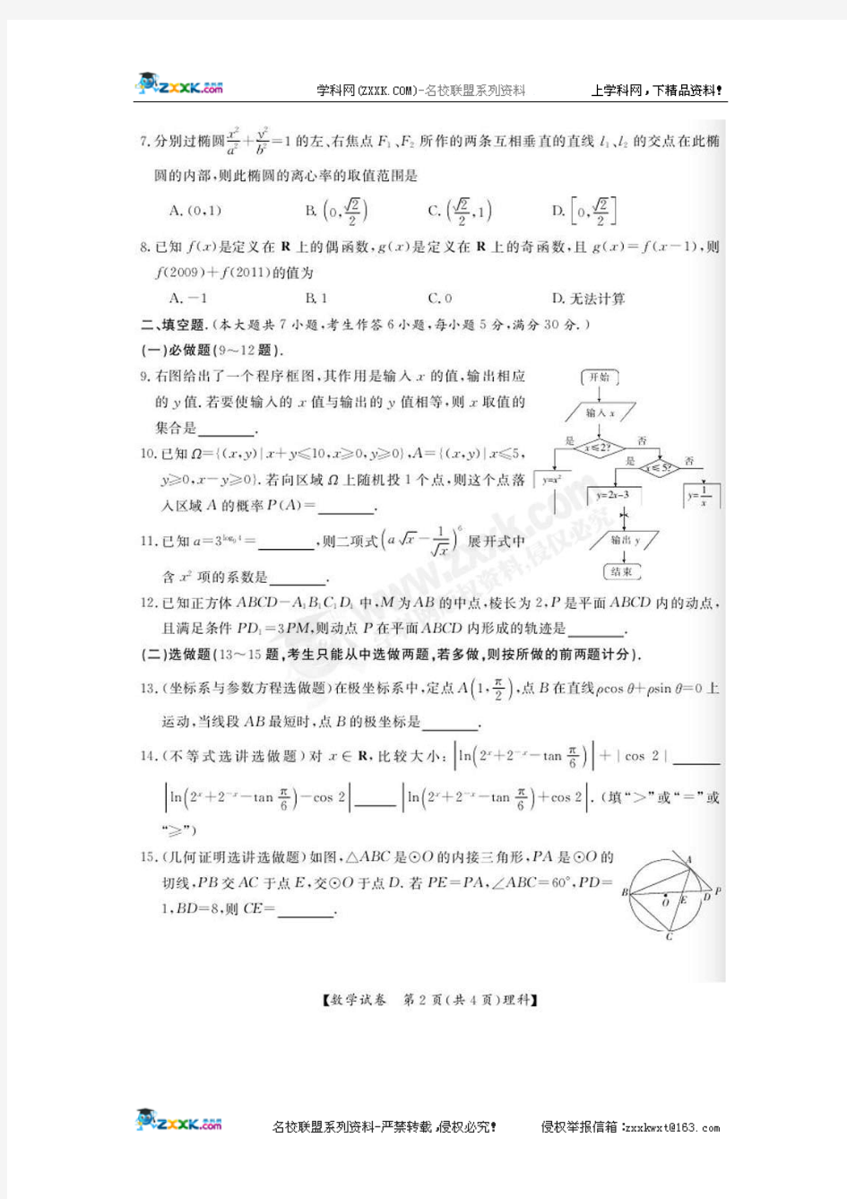 广东省2010届高考样本分析考试(全省联考)数学理科试题(扫描版)