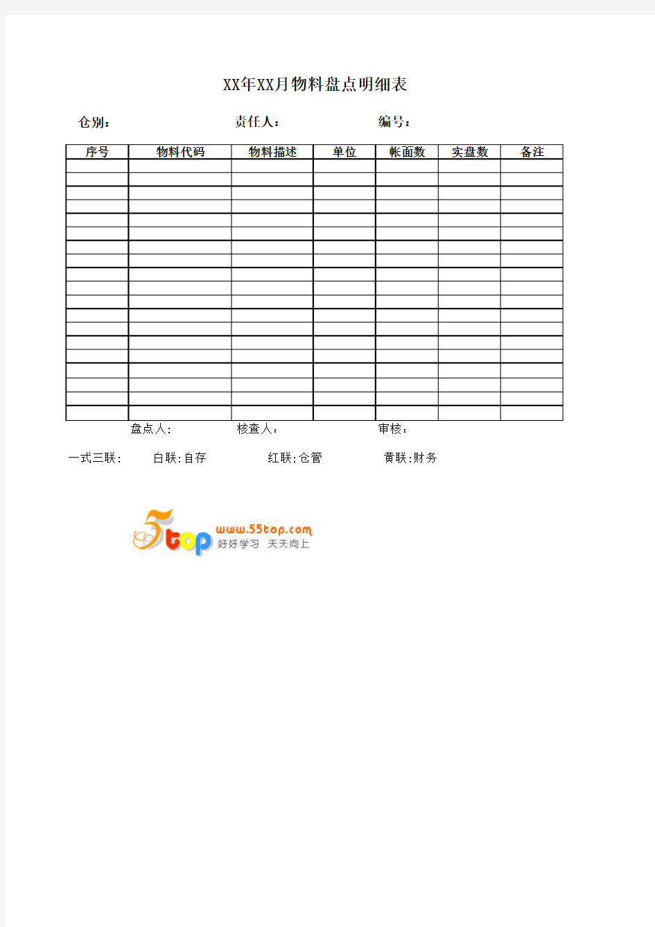 物料盘点明细表