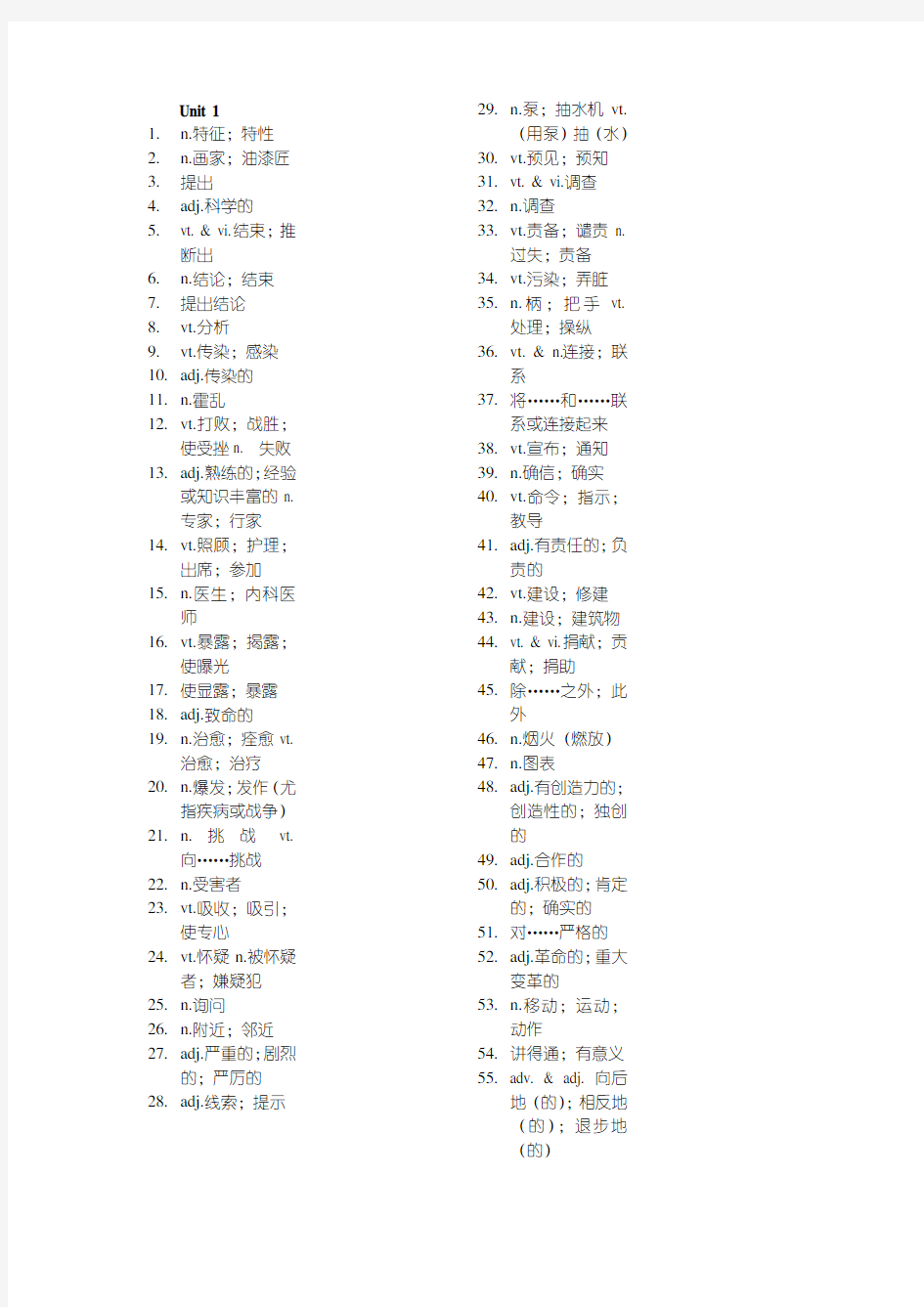 新课标高中英语必修五单词表