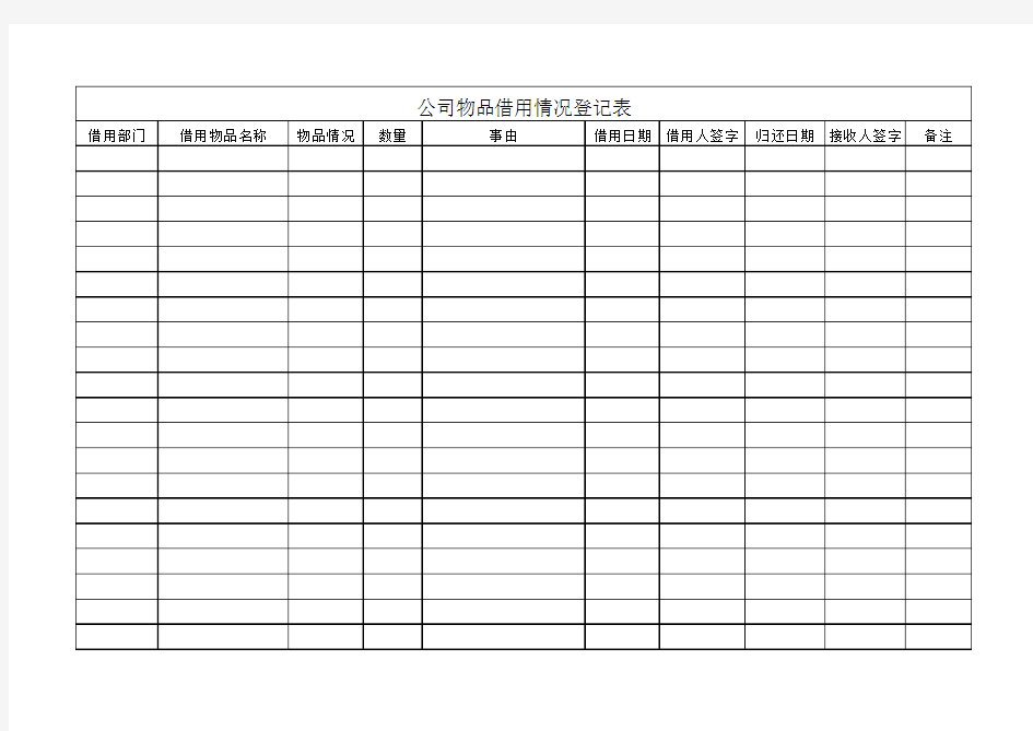 设备外借使用登记表