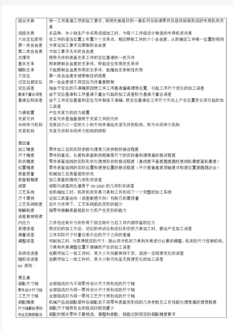 汽车制造工艺学名词解释汇总