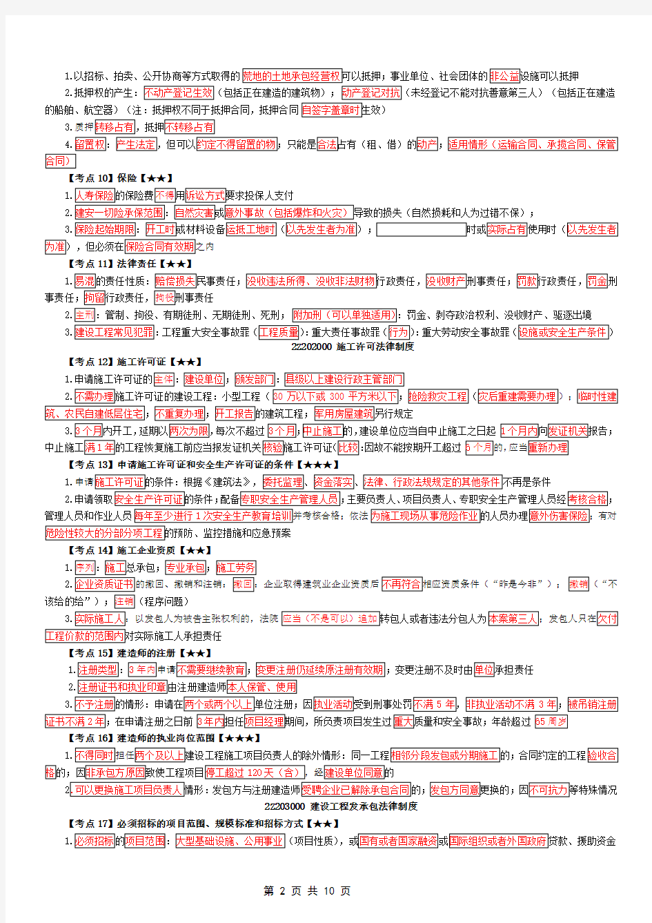 2021年二建《法规》考前必背知识点