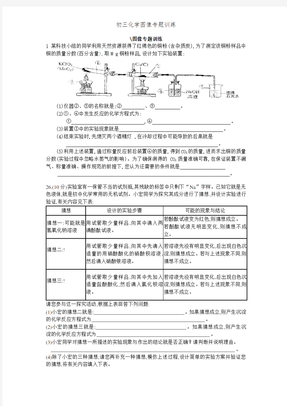 初三化学图像专题训练