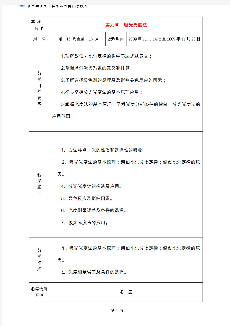 第九章吸光光度法分析