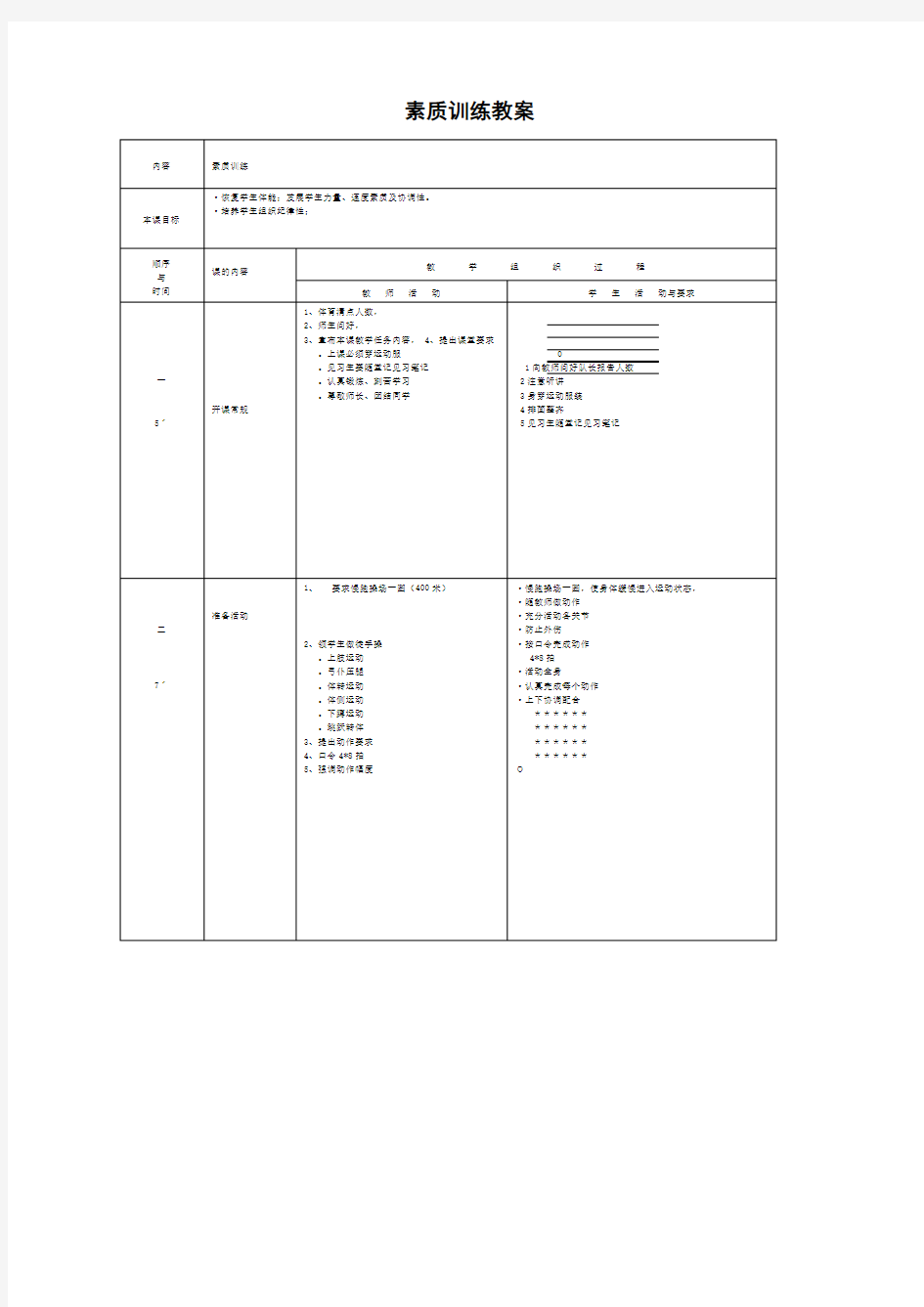 素质训练教案(1)