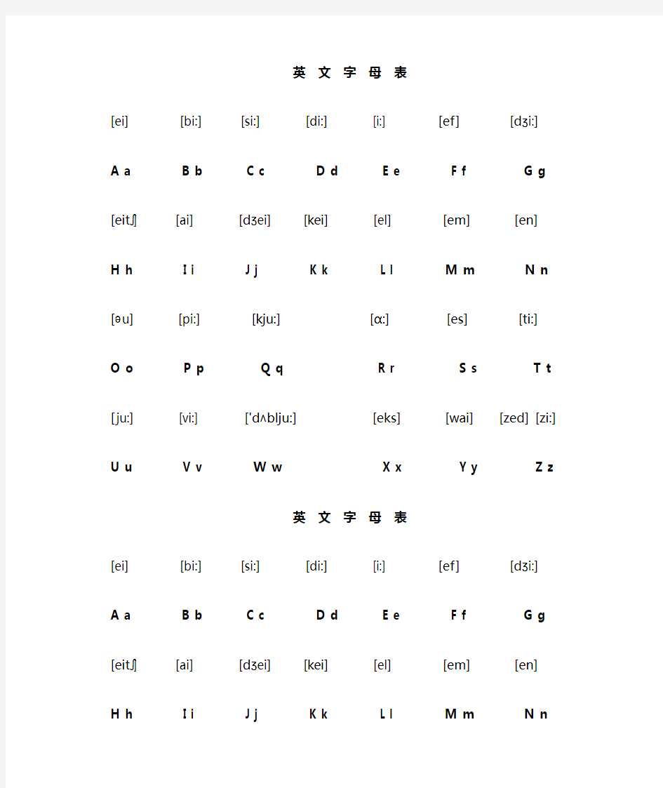 26个英文字母的发音(含音标)