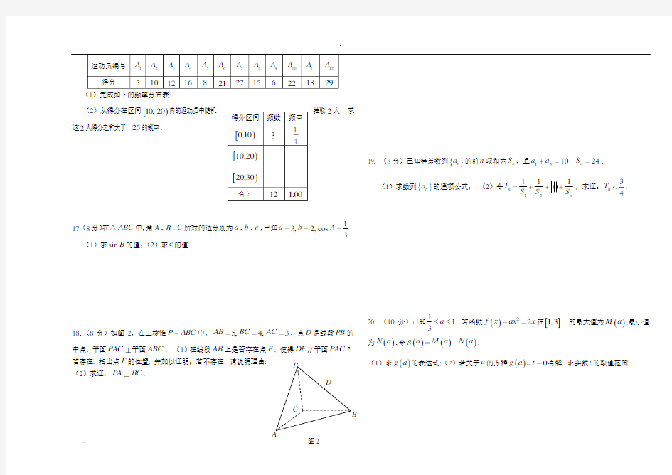 甘肃省学业水平测试题