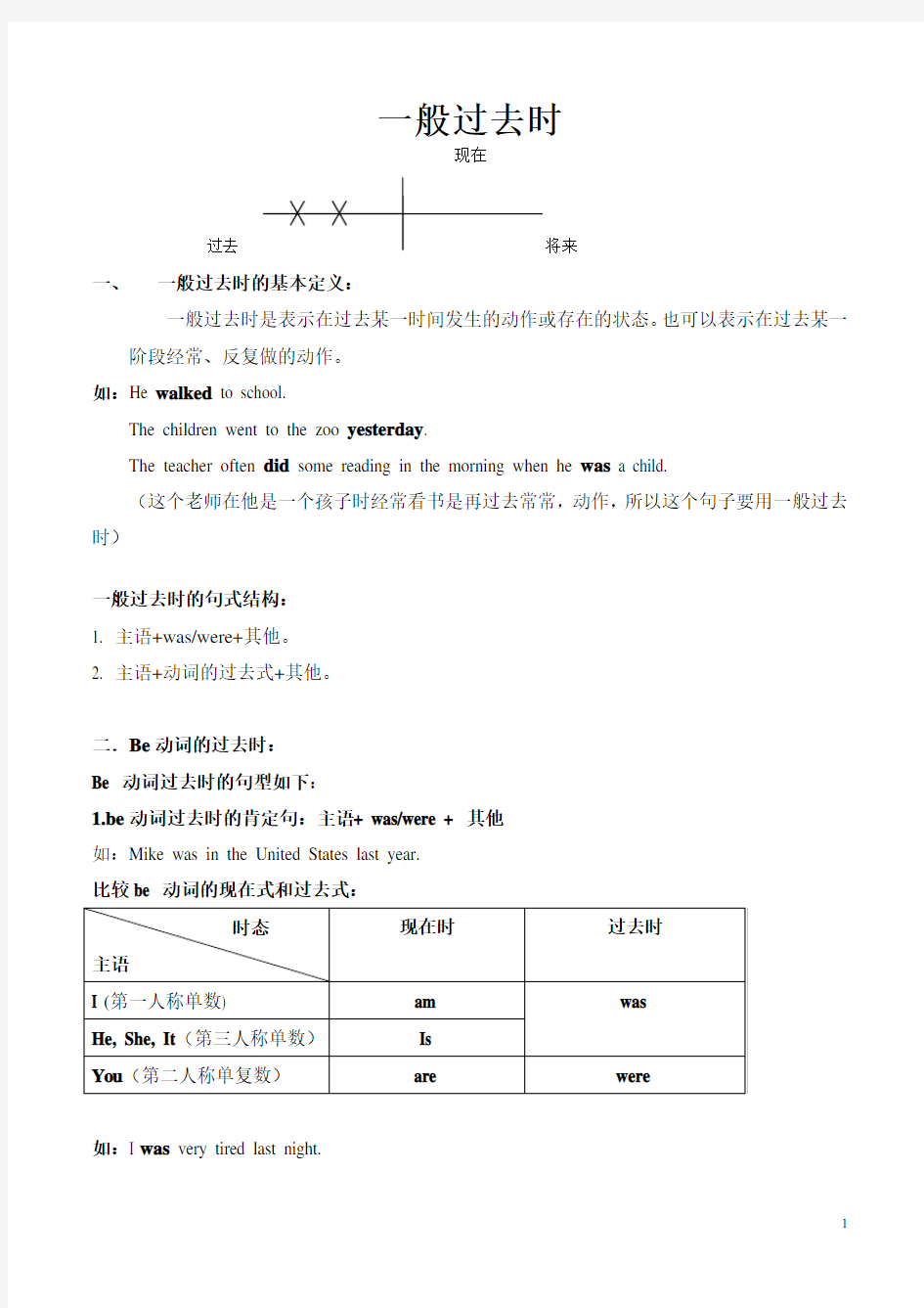 一般过去时的用法