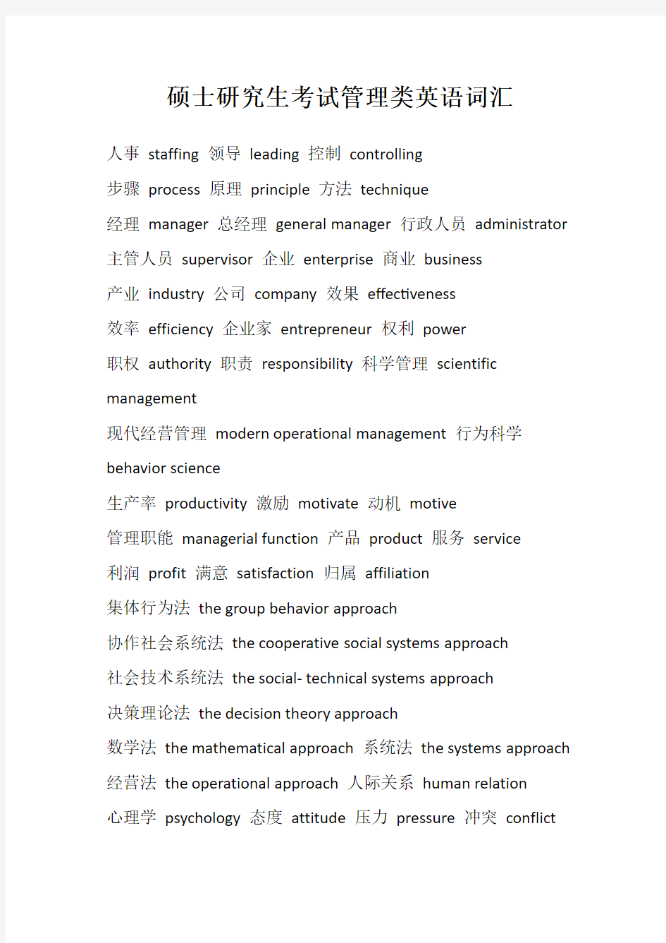 硕士研究生考试管理类英语词汇