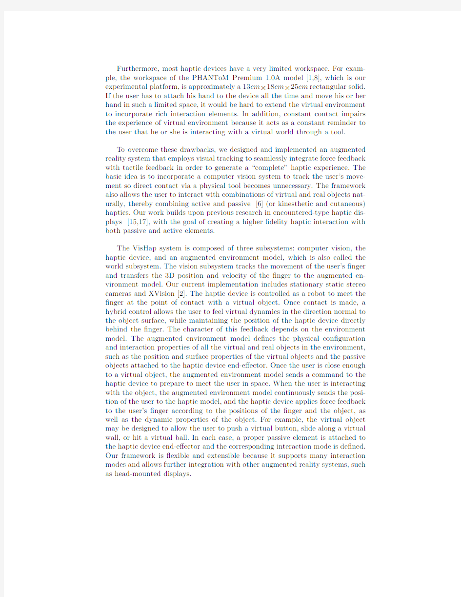 Technical Report 2003-03-CIRL-CS-JHU Augmented Reality Combining Haptics and Vision