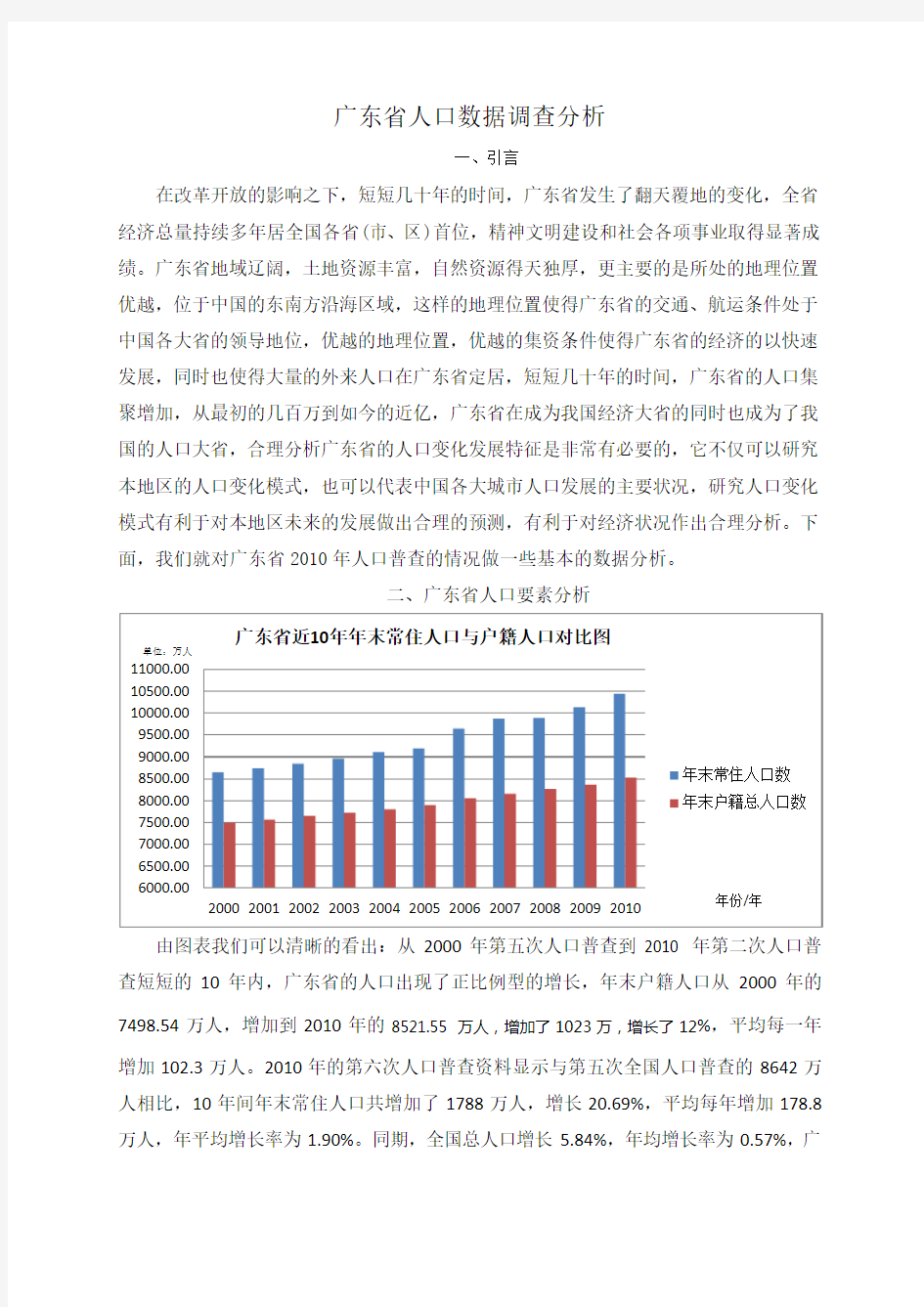广东省人口数据调查分析