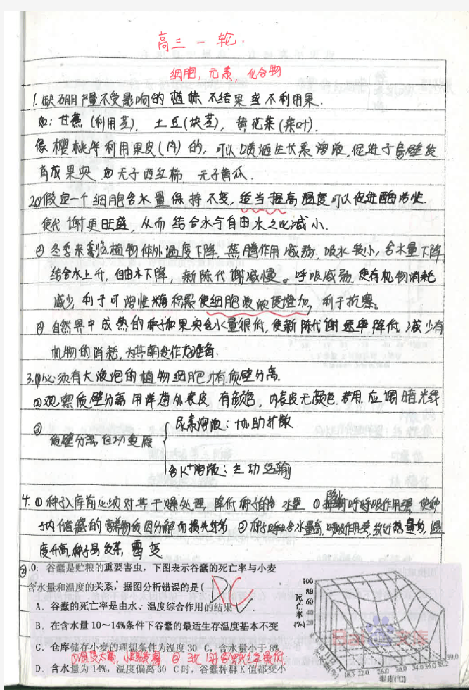 衡水中学理科学霸高中生物笔记01_2014高考状元笔记