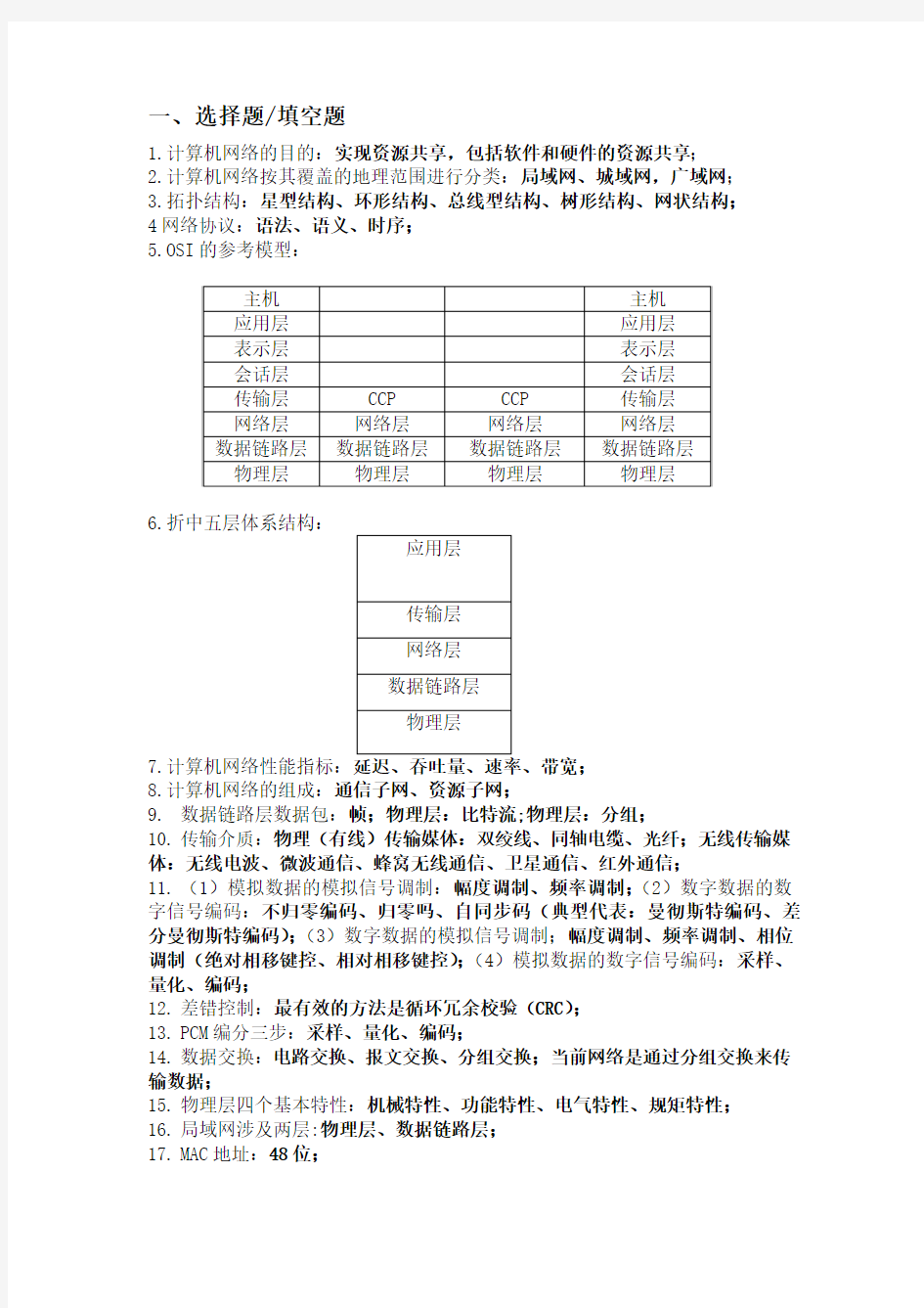 计算机网络习题(带答案)