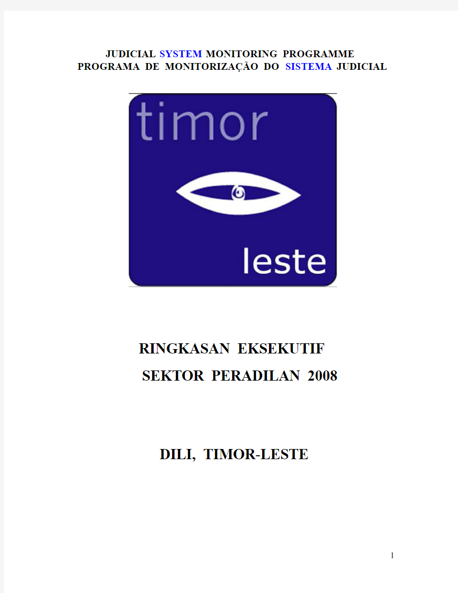 RINGKASAN EKSEKUTIF SEKTOR PERADILAN 2008