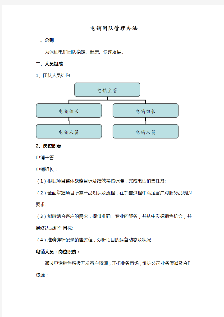 电销团队管理办法