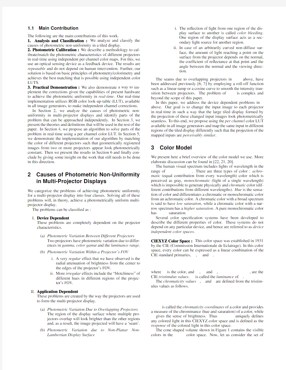 Abstract Achieving Color Uniformity Across Multi-Projector Displays