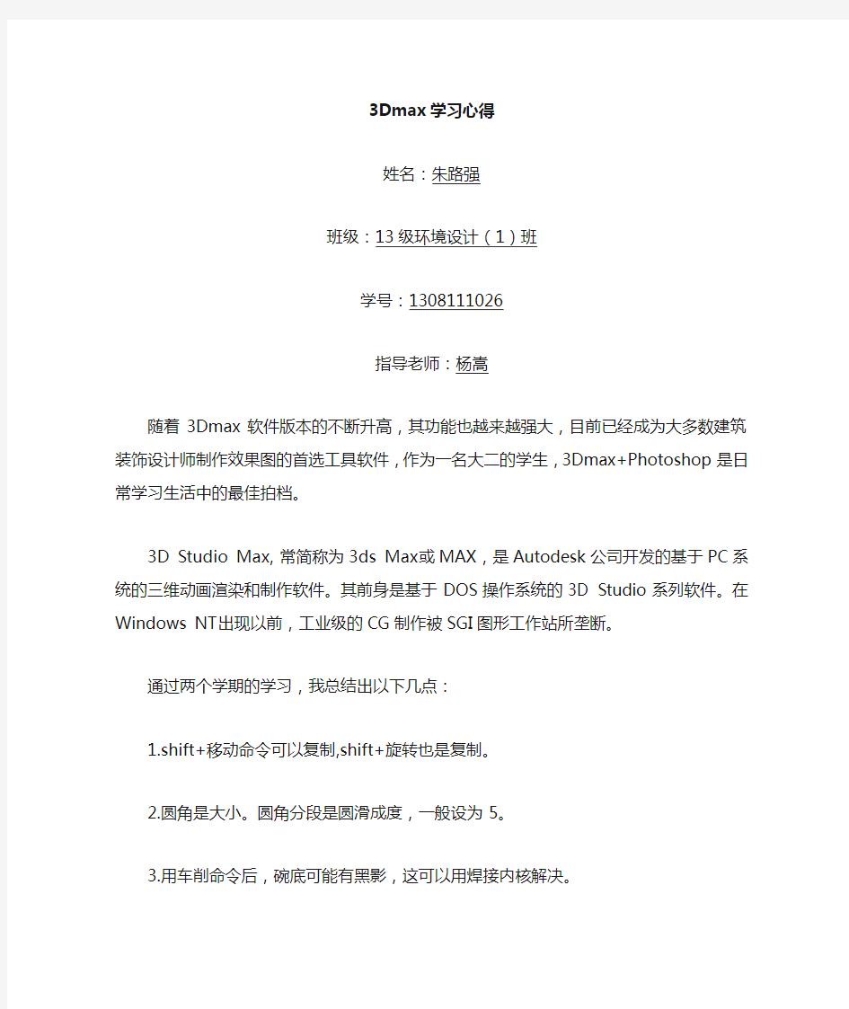 3dmax学习心得报告