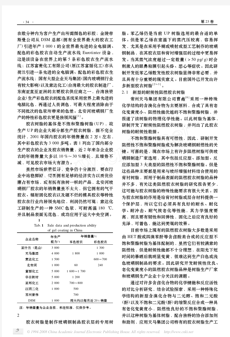 不饱和聚酯树脂国内研究进展及其国外背景_涂料_胶粘剂与胶衣树脂