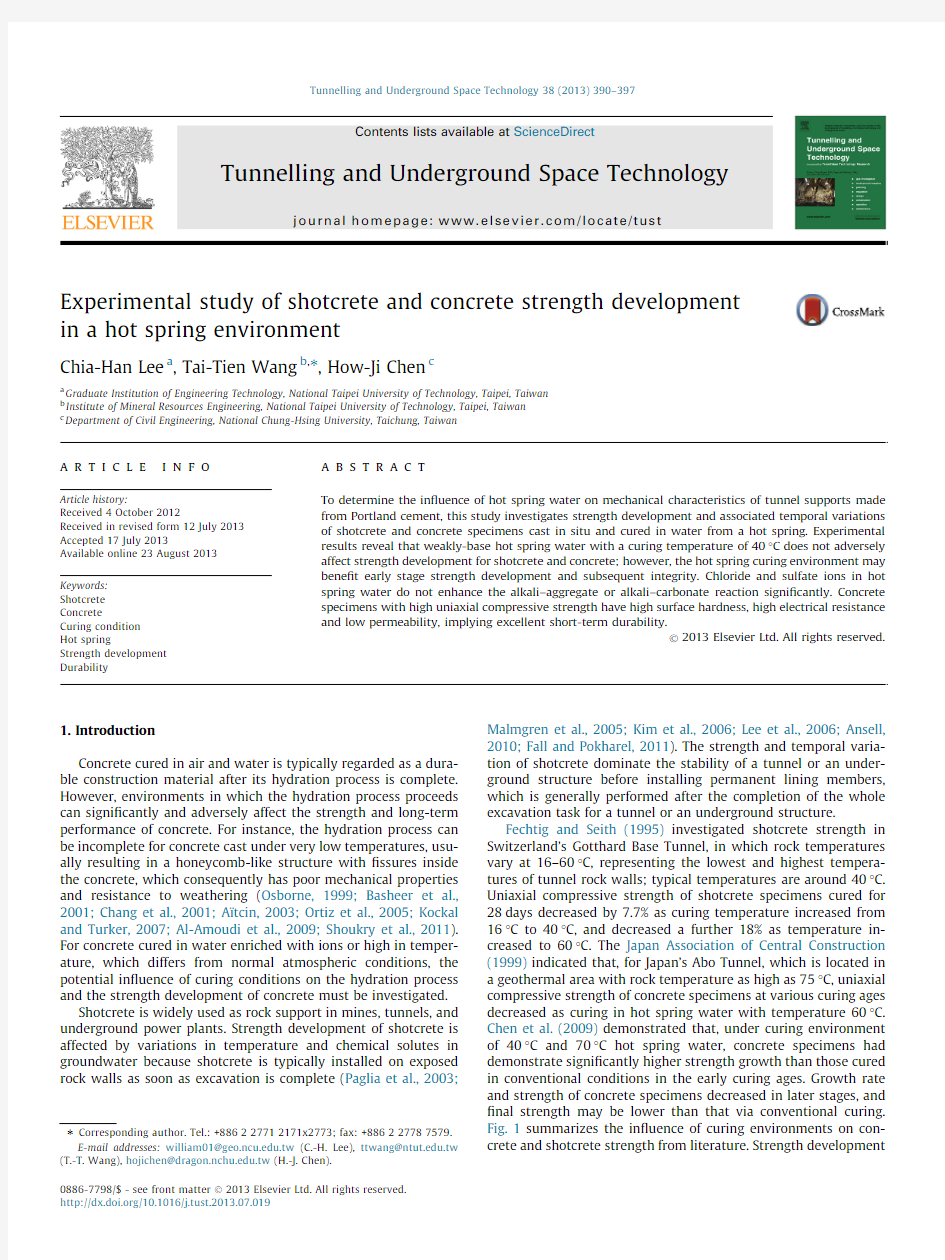 Experimental study of shotcrete and concrete strength development