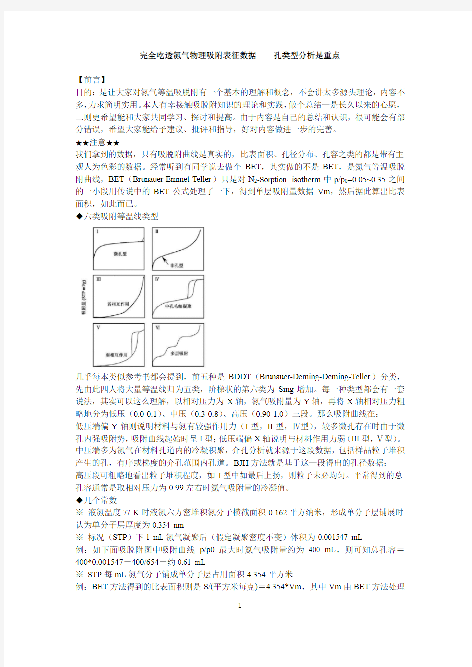 完全吃透氮气物理吸附表征数据